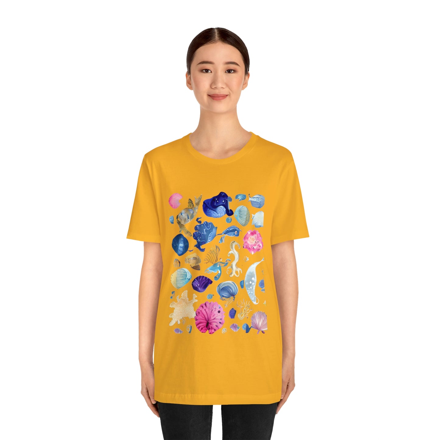 Watercolor Sea Creatures Tshirt Marine Life Ocean Conservation Environment Shirt Tropical Fish Coral Reef Octopus Jellyfish Turtle Shirt