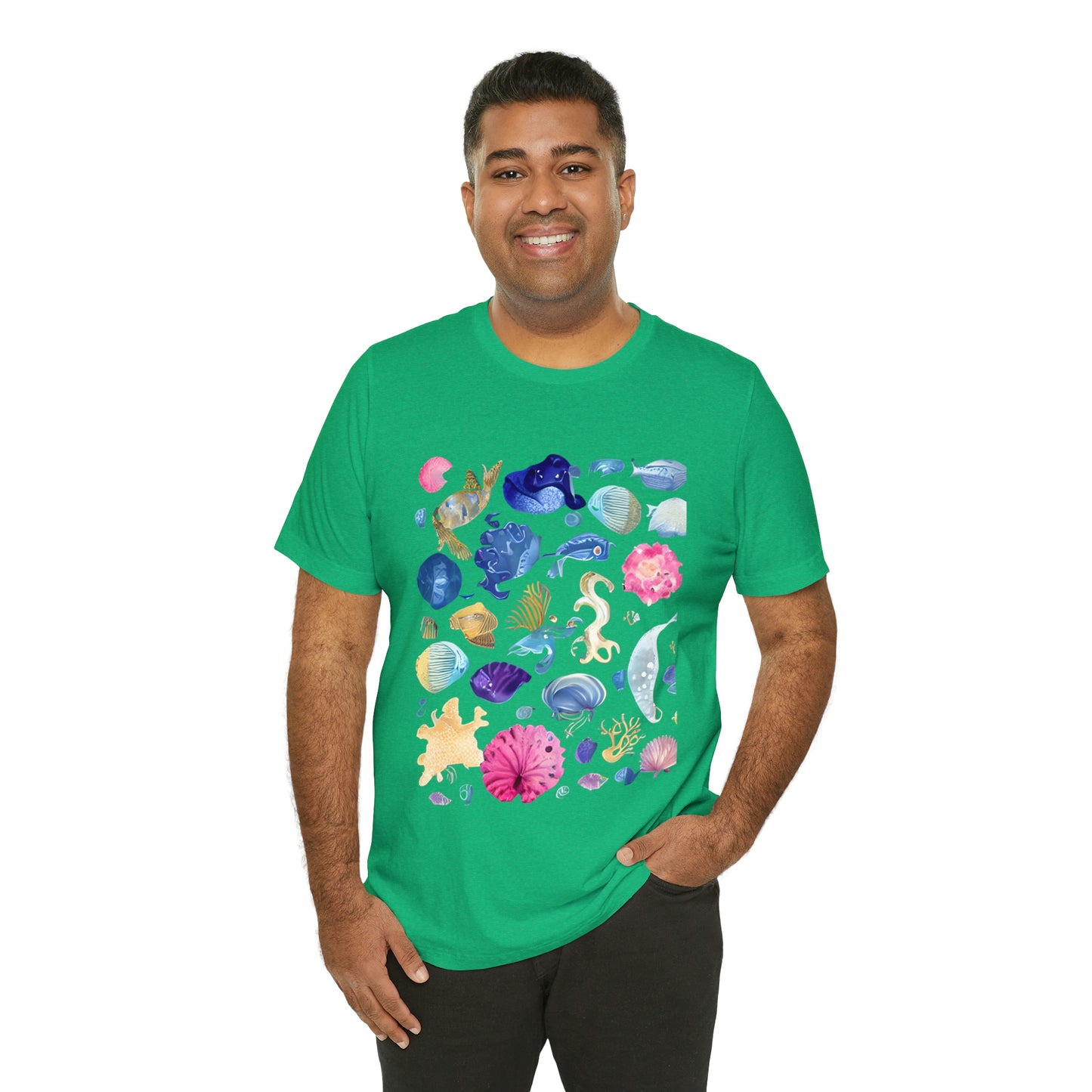 Watercolor Sea Creatures Tshirt Marine Life Ocean Conservation Environment Shirt Tropical Fish Coral Reef Octopus Jellyfish Turtle Shirt