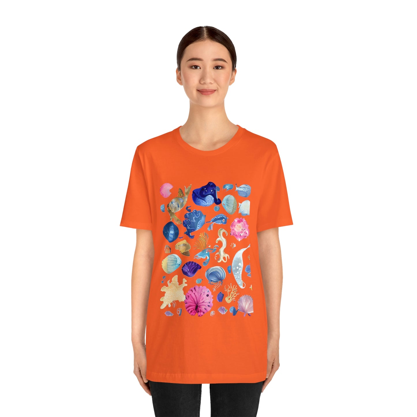 Watercolor Sea Creatures Tshirt Marine Life Ocean Conservation Environment Shirt Tropical Fish Coral Reef Octopus Jellyfish Turtle Shirt