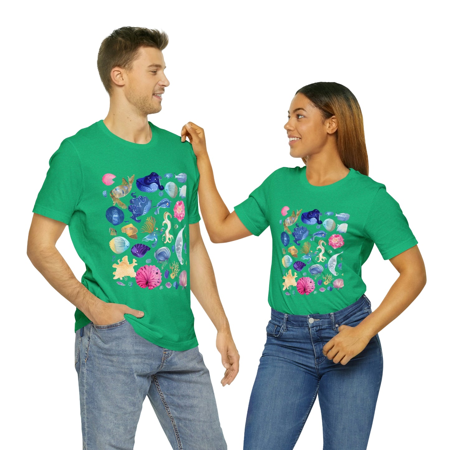 Watercolor Sea Creatures Tshirt Marine Life Ocean Conservation Environment Shirt Tropical Fish Coral Reef Octopus Jellyfish Turtle Shirt