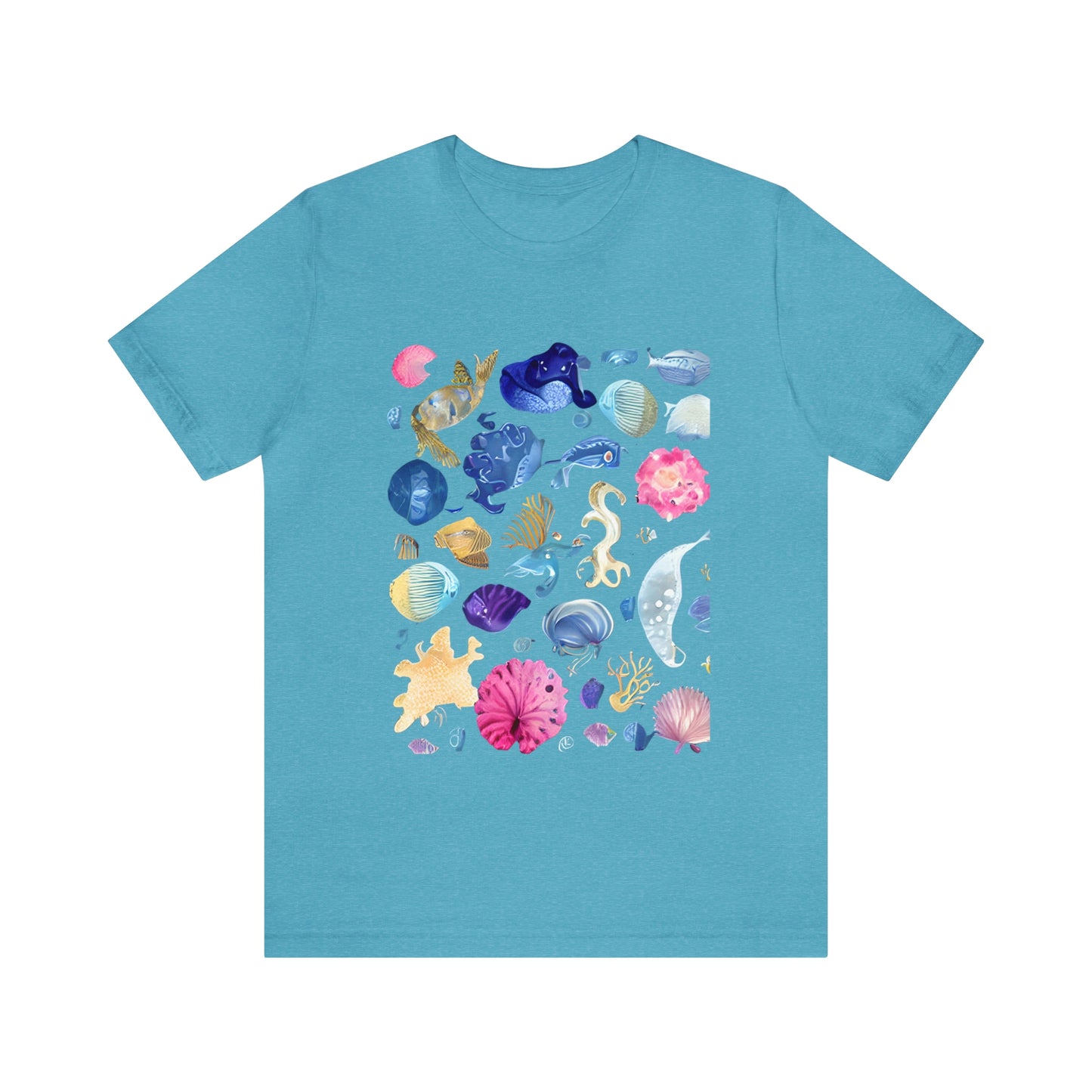 Watercolor Sea Creatures Tshirt Marine Life Ocean Conservation Environment Shirt Tropical Fish Coral Reef Octopus Jellyfish Turtle Shirt