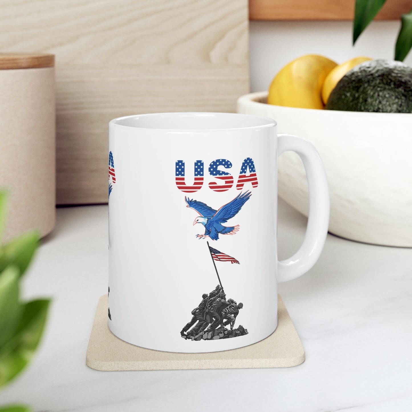 U.S.A flag Freedom coffee Tea Ceramic Mug 11oz, Great Gift, Independence day , chocolate lovers