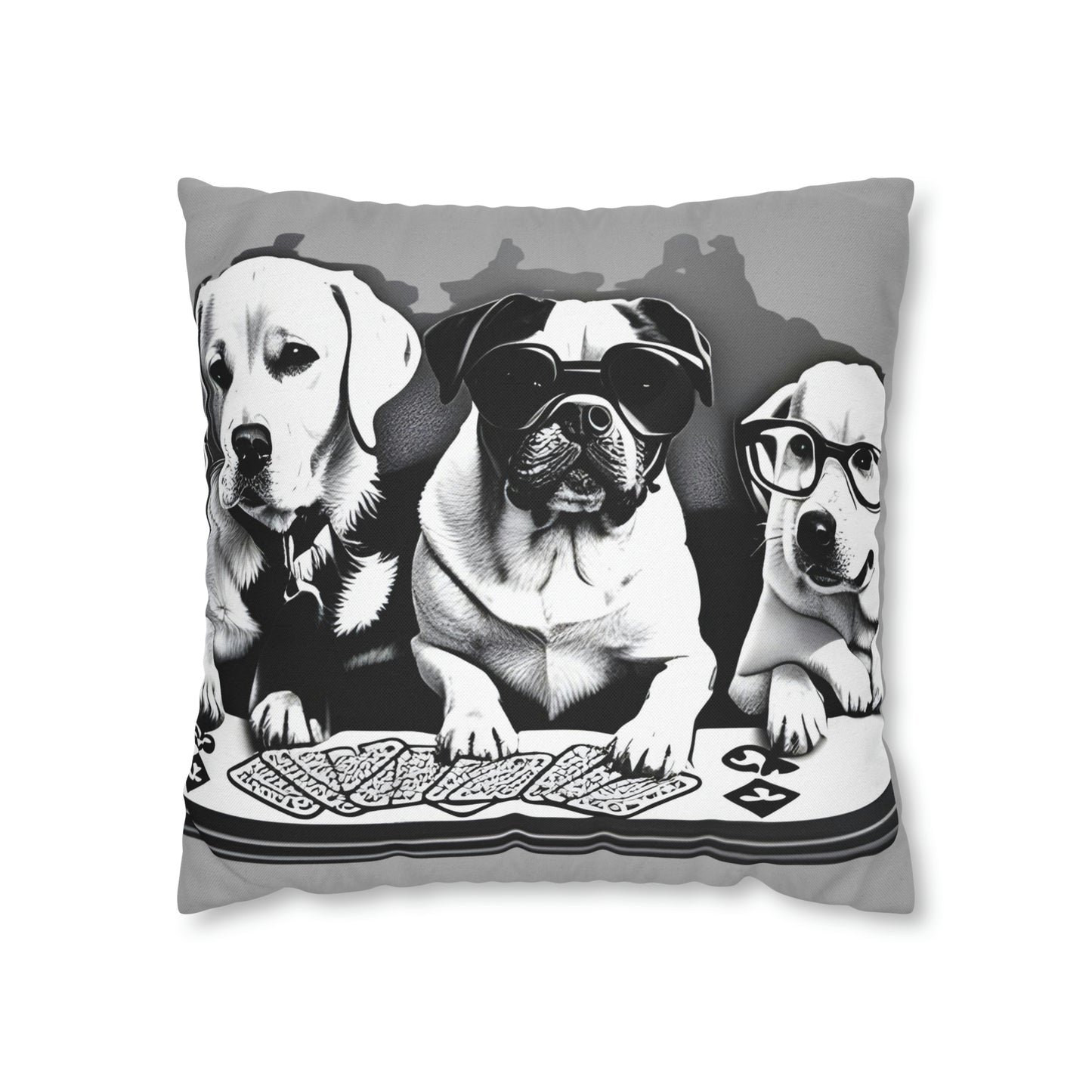 Grey Scripture Spun Polyester Square Pillow | Spun Polyester Square Pillow Case | Dogs Playing card | Dog Décor pillow