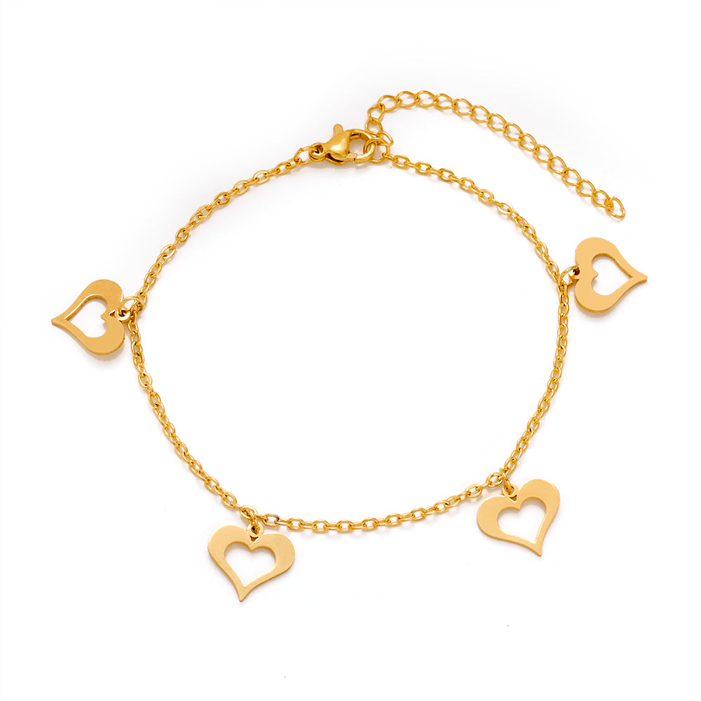 Double Layer Gold Stainless Steel Chain Bracelet Butterfly Heart Dog Paw Tree Of Life Charm Bracelets For Women
