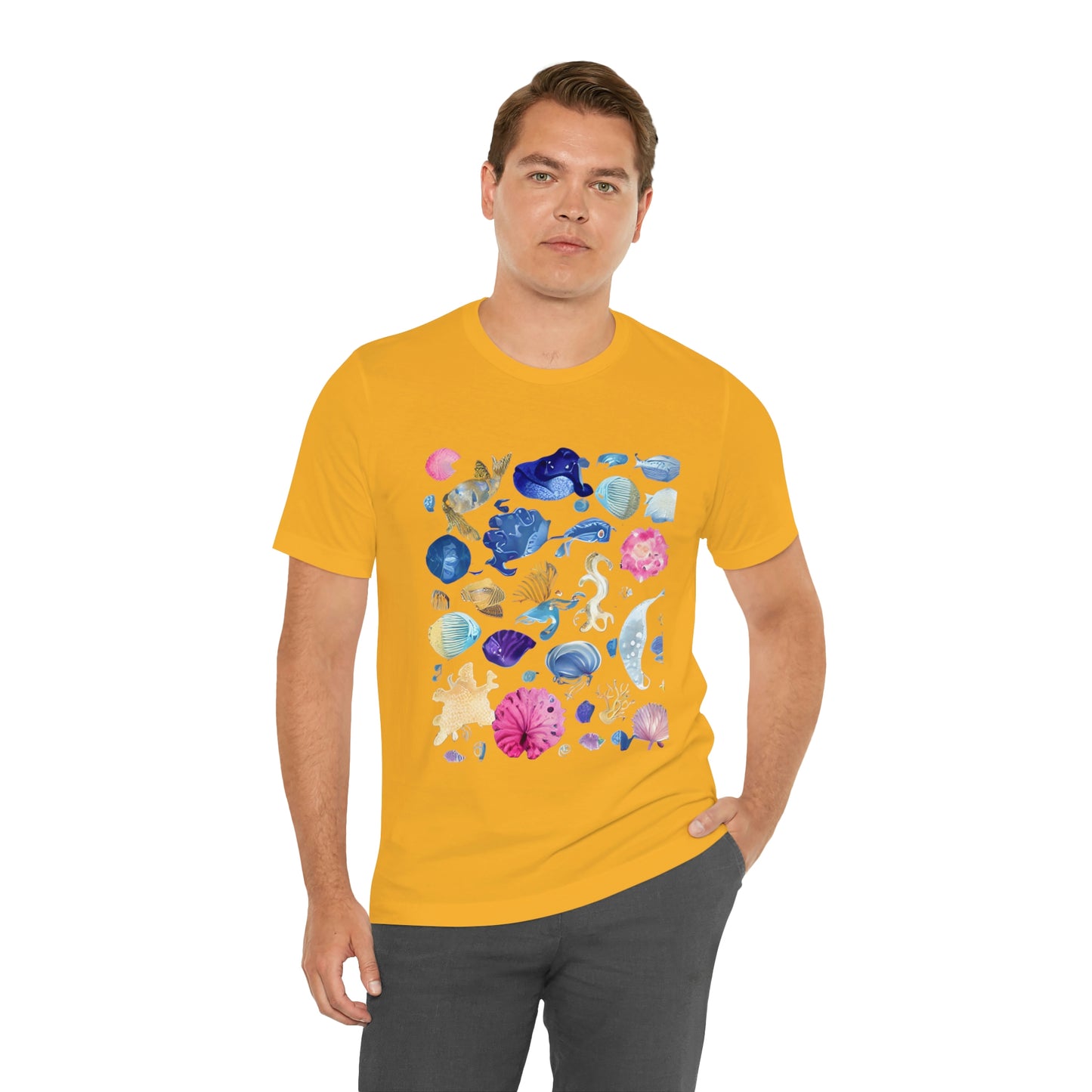 Watercolor Sea Creatures Tshirt Marine Life Ocean Conservation Environment Shirt Tropical Fish Coral Reef Octopus Jellyfish Turtle Shirt