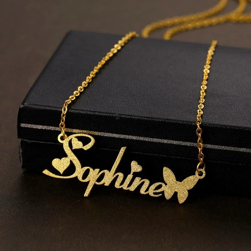 Women's Personalized Charm Butterfly Frosted Necklace