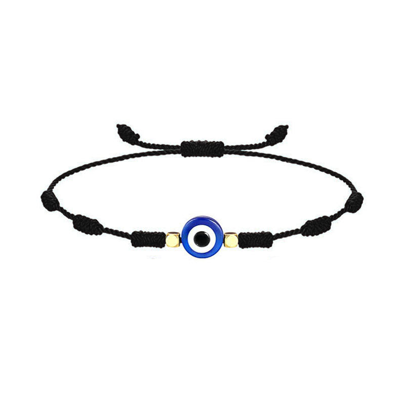 Evil Turkish blue eyes hand-woven bracelet  red string/resin