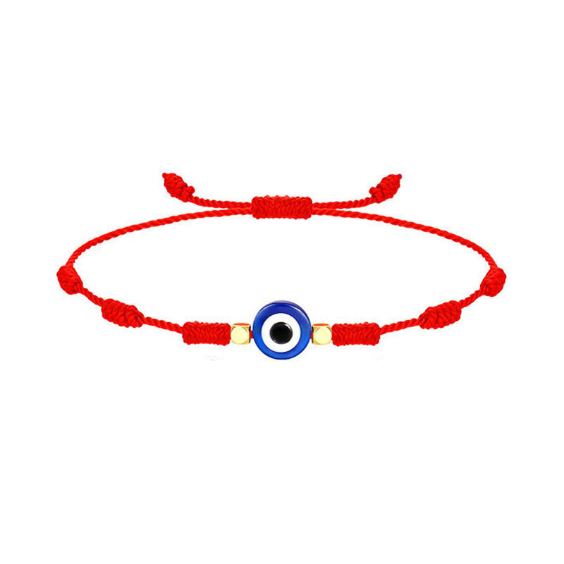 Evil Turkish blue eyes hand-woven bracelet  red string/resin