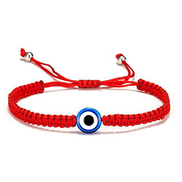 Evil Turkish blue eyes hand-woven bracelet  red string/resin