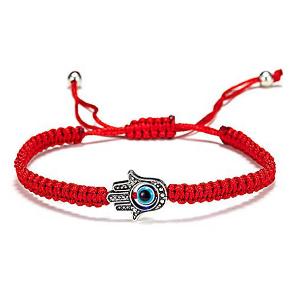 Evil Turkish blue eyes hand-woven bracelet  red string/resin