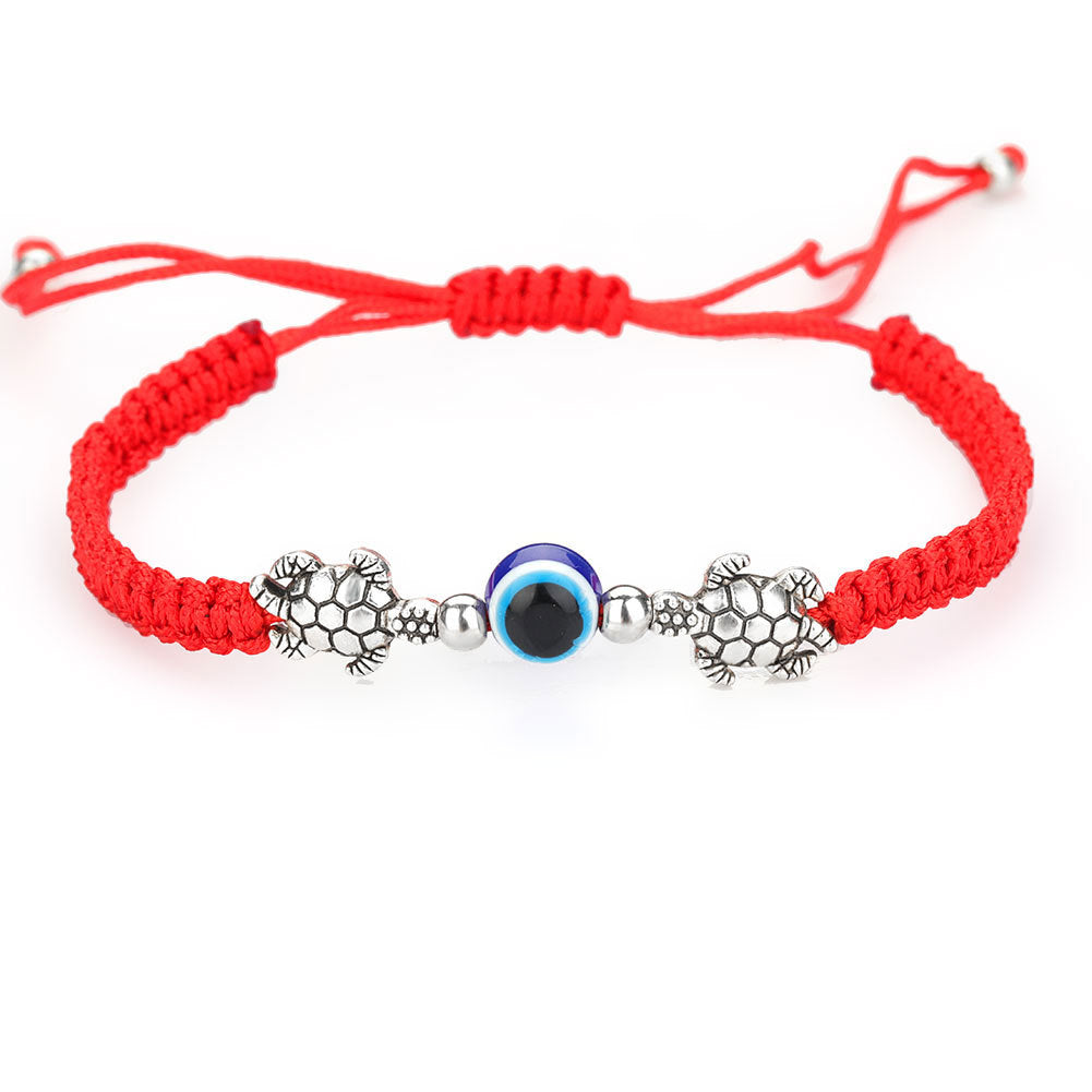Evil Turkish blue eyes hand-woven bracelet  red string/resin