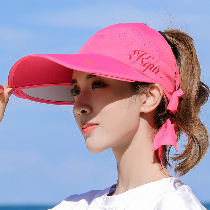 Sun Hat Summer Big Along The Anti-Ultraviolet Sun Hat Biking Sun Protection Sun Hat Outdoor Hollow Top Hat