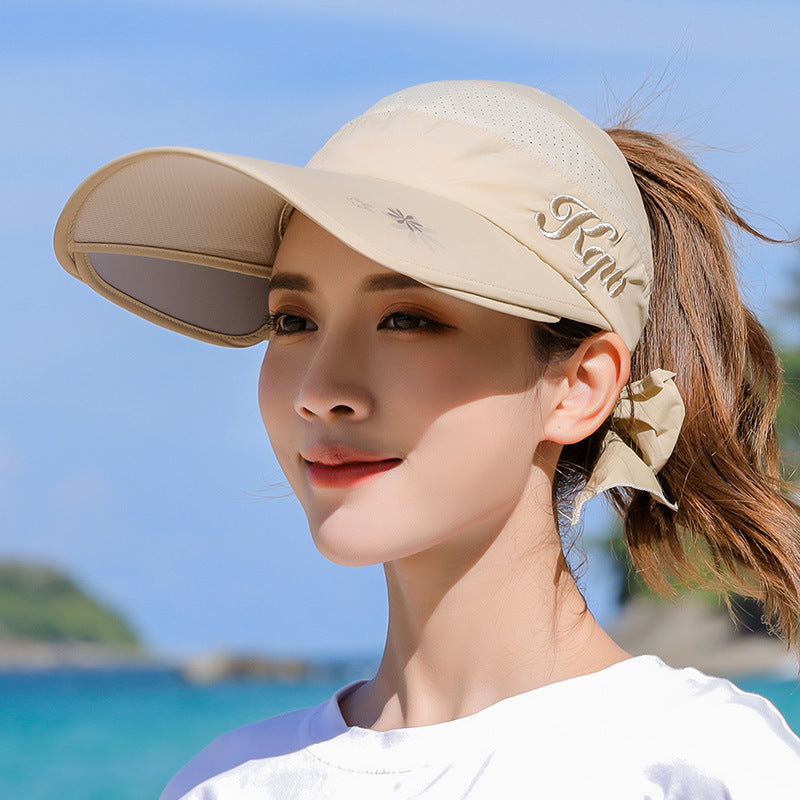 Sun Hat Summer Big Along The Anti-Ultraviolet Sun Hat Biking Sun Protection Sun Hat Outdoor Hollow Top Hat