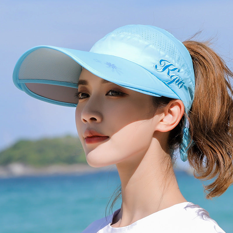 Sun Hat Summer Big Along The Anti-Ultraviolet Sun Hat Biking Sun Protection Sun Hat Outdoor Hollow Top Hat