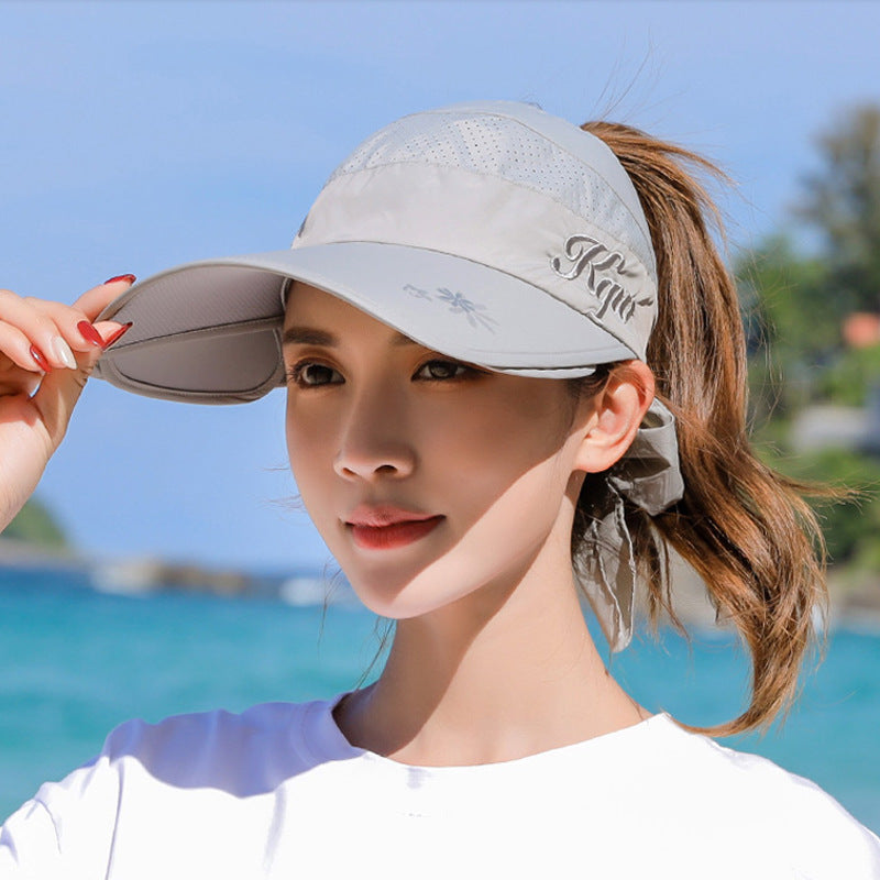 Sun Hat Summer Big Along The Anti-Ultraviolet Sun Hat Biking Sun Protection Sun Hat Outdoor Hollow Top Hat