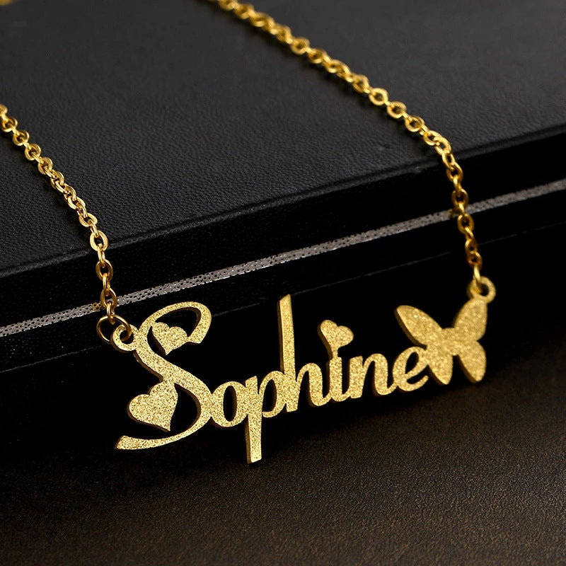 Women's Personalized Charm Butterfly Frosted Necklace