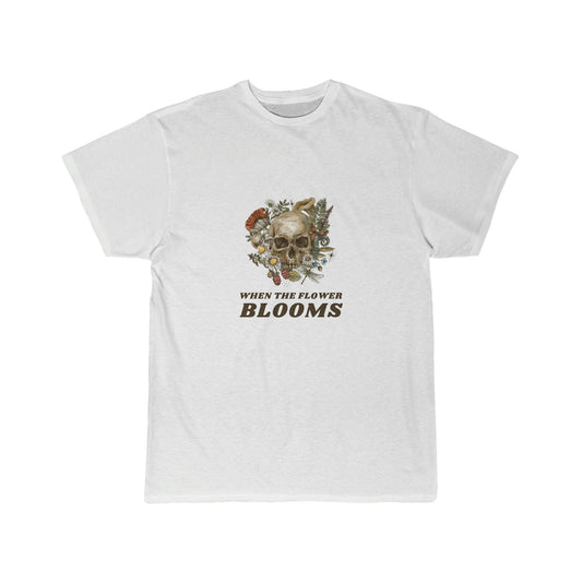 A T-Shirt Add some edge to your style with the Men's Flower Skull Short Sleeve Tee - When the Flower Blooms Shirt