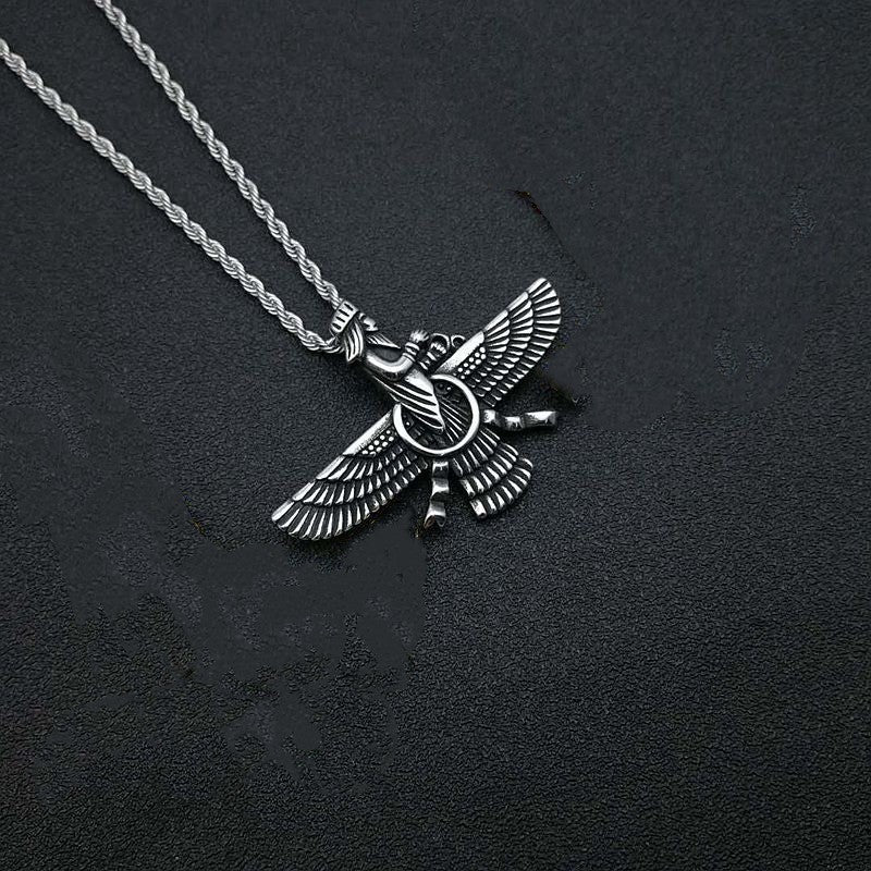 Persian Jewelry Titanium Steel Gold Plated Zoroastrian Pendant Necklace