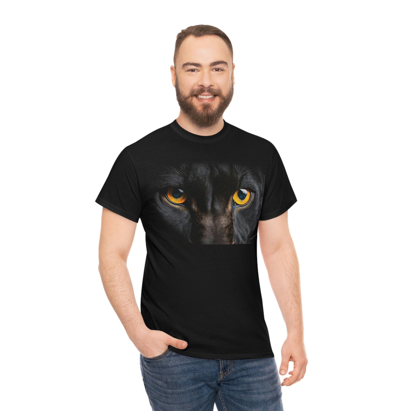 Get Noticed with Our Black Cat Eyes T-Shirt - Perfect for Cat Lovers and Those Who Love Unique Apparel!