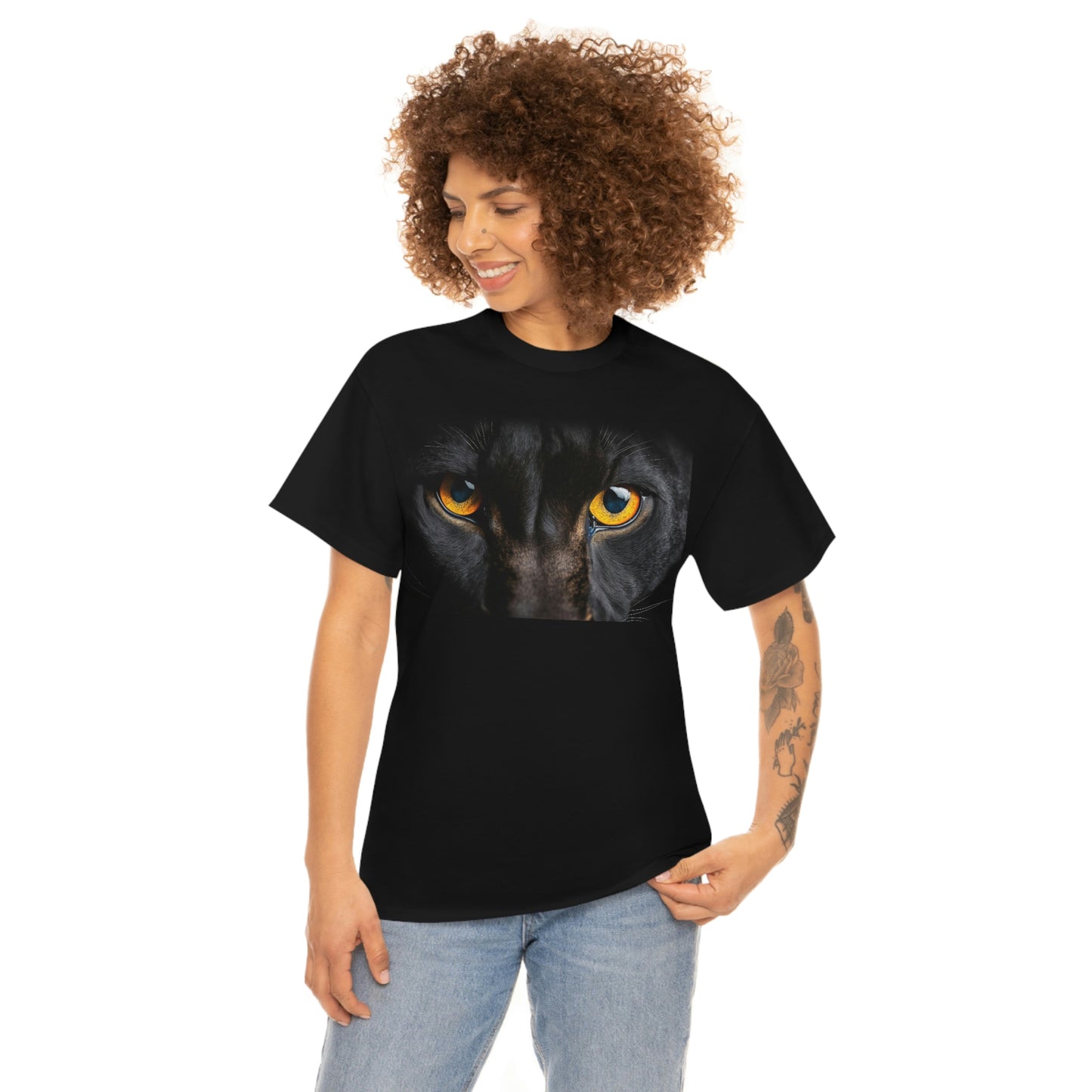 Get Noticed with Our Black Cat Eyes T-Shirt - Perfect for Cat Lovers and Those Who Love Unique Apparel!