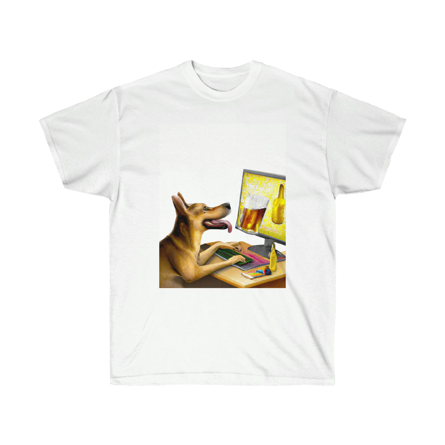 A Comfortable Tee Dog Drinking Beer Unisex Ultra Cotton Tee