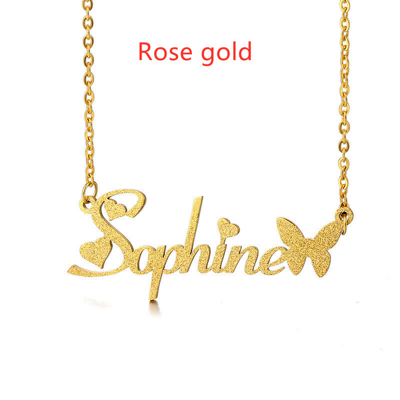 Women's Personalized Charm Butterfly Frosted Necklace