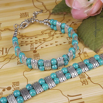 Ethnic necklace turquoise bracelet