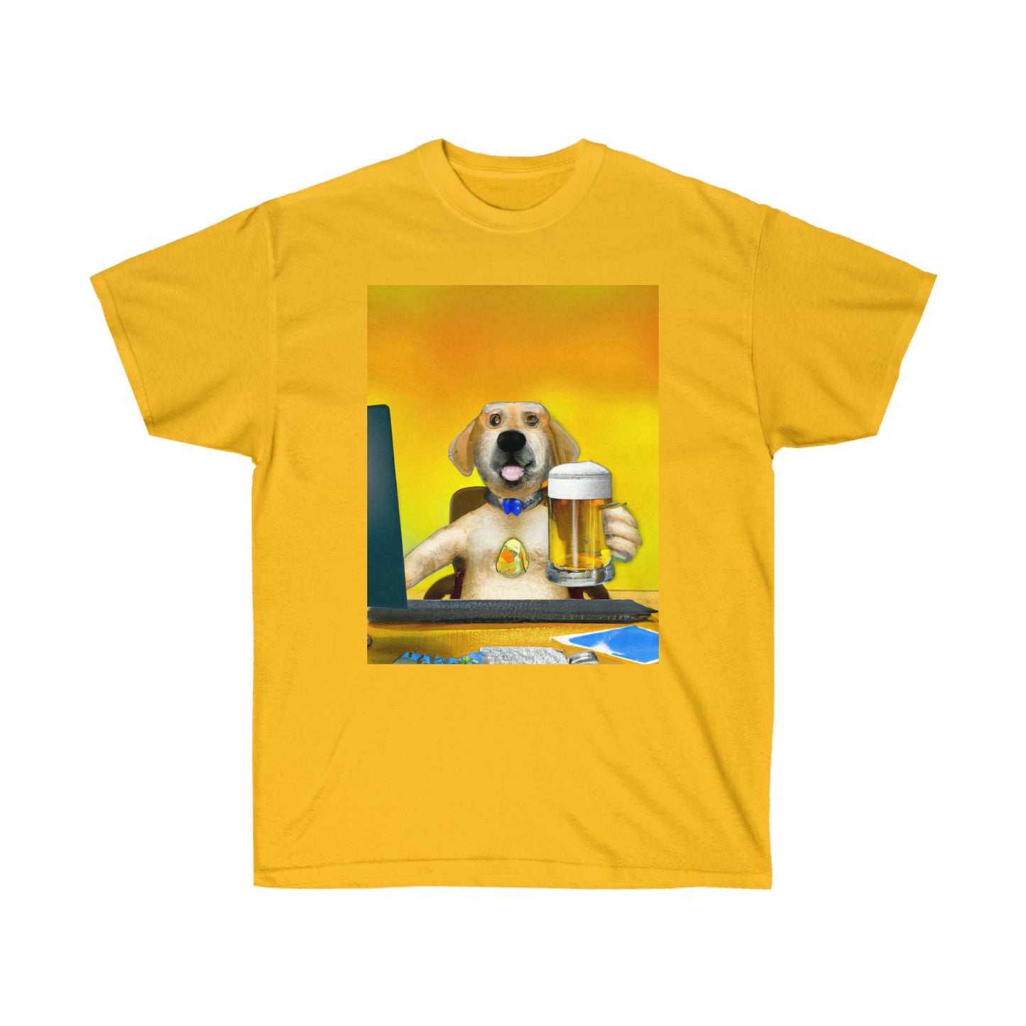 A Comfortable Tee Dog Drinking Beer Unisex Ultra Cotton Tee