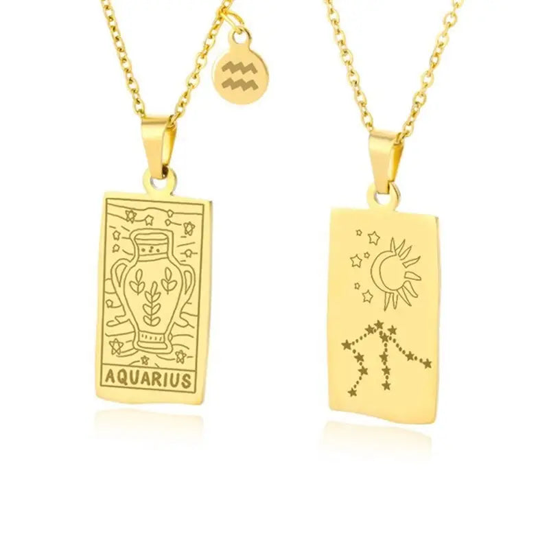Stylish Zodiac Necklace: Get Creative with Pattern Square Brand's Stainless Steel Pendant!
