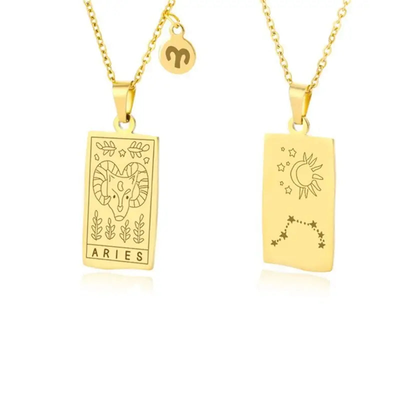 Stylish Zodiac Necklace: Get Creative with Pattern Square Brand's Stainless Steel Pendant!