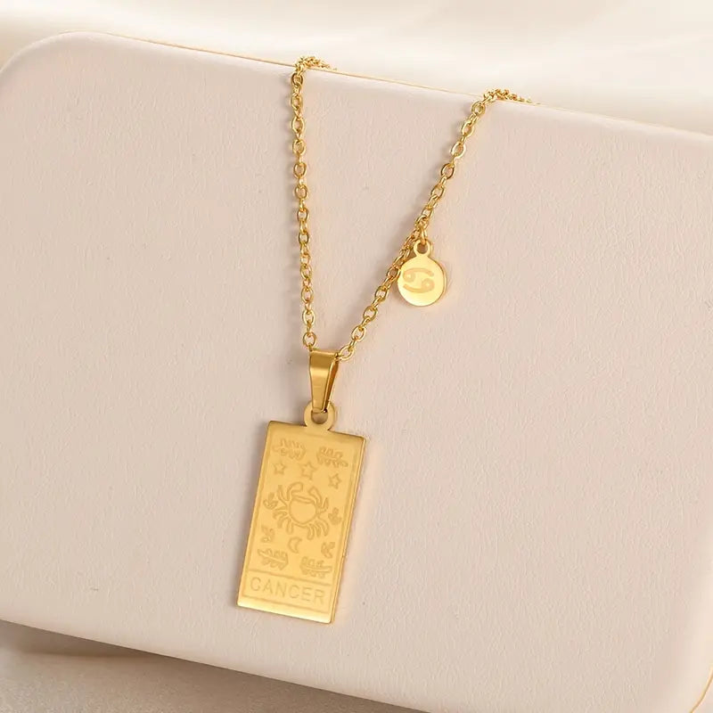 Stylish Zodiac Necklace: Get Creative with Pattern Square Brand's Stainless Steel Pendant!