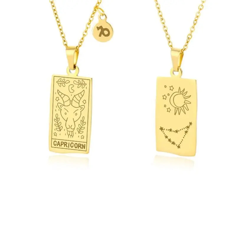 Stylish Zodiac Necklace: Get Creative with Pattern Square Brand's Stainless Steel Pendant!