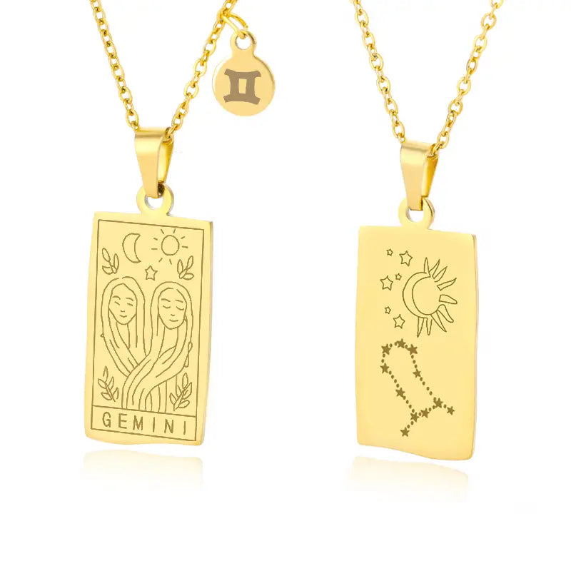 Stylish Zodiac Necklace: Get Creative with Pattern Square Brand's Stainless Steel Pendant!