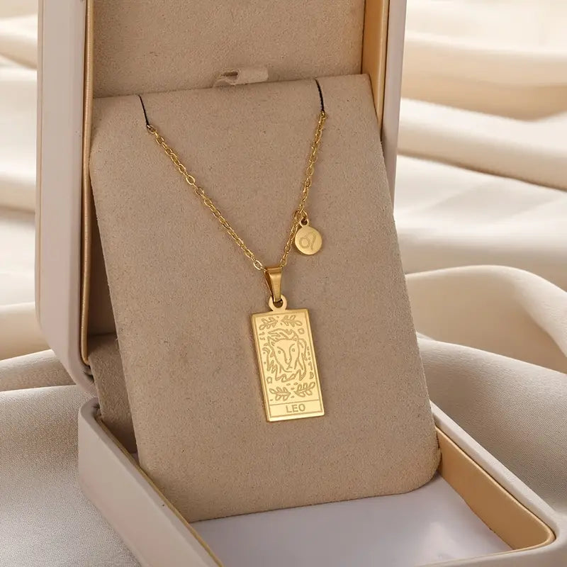 Stylish Zodiac Necklace: Get Creative with Pattern Square Brand's Stainless Steel Pendant!
