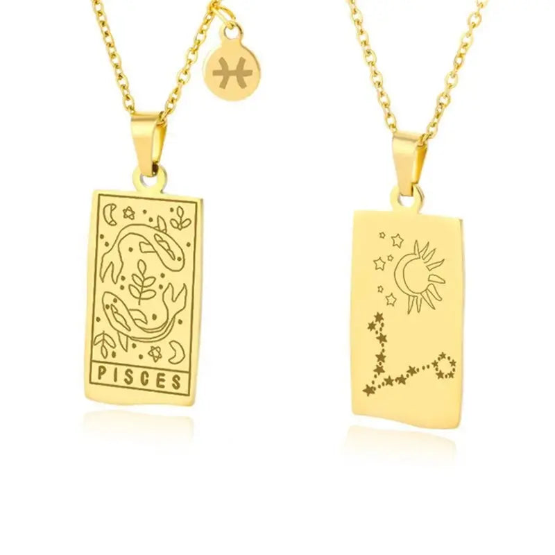 Stylish Zodiac Necklace: Get Creative with Pattern Square Brand's Stainless Steel Pendant!