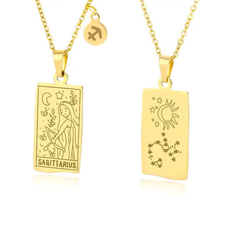 Stylish Zodiac Necklace: Get Creative with Pattern Square Brand's Stainless Steel Pendant!