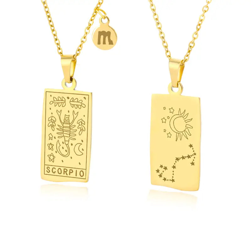 Stylish Zodiac Necklace: Get Creative with Pattern Square Brand's Stainless Steel Pendant!