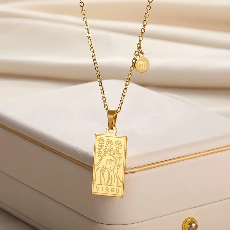 Stylish Zodiac Necklace: Get Creative with Pattern Square Brand's Stainless Steel Pendant!