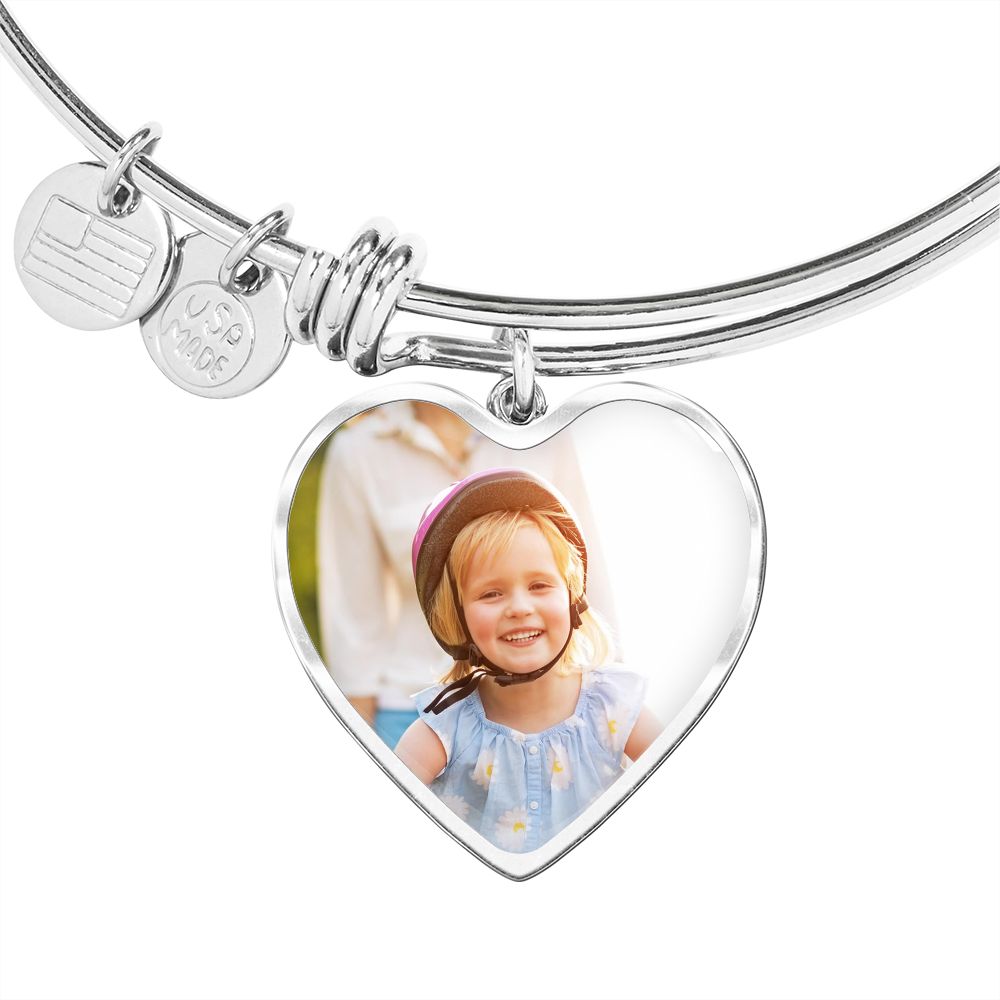 A nice Heart Pendant Silver Bangle, This Jewelry Item Is the Perfect Keepsake! Whether for Yourself or a Loved One, Gift, Memory, Love