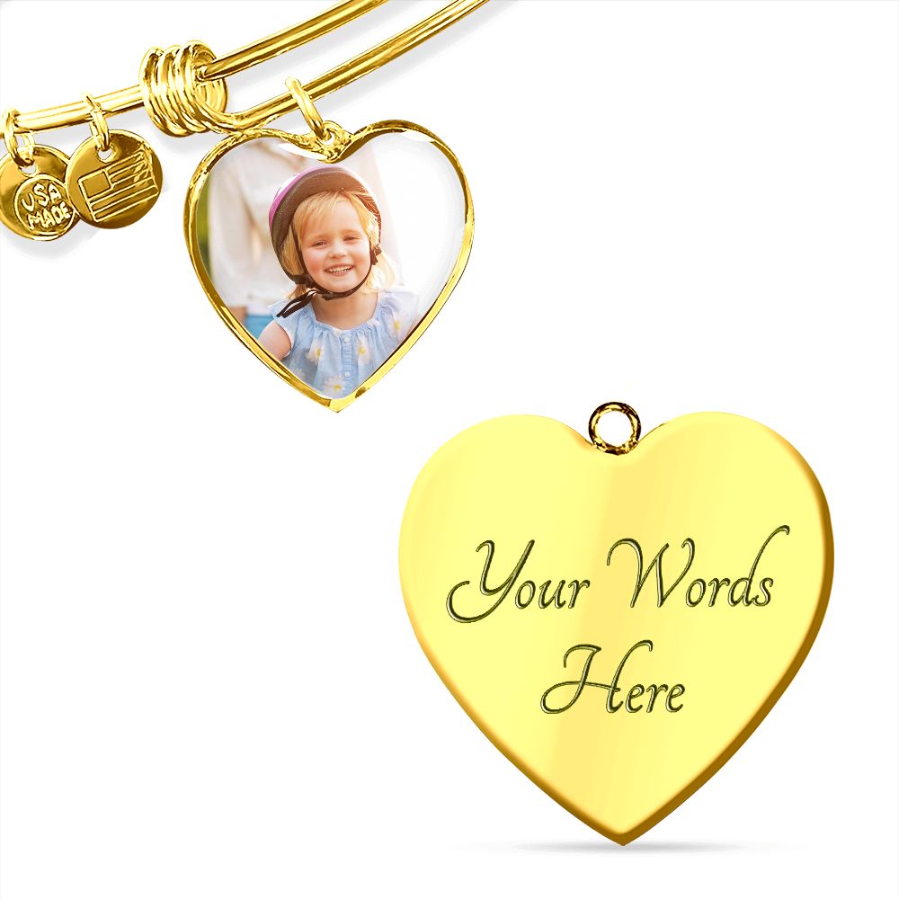 A nice Heart Pendant Silver Bangle, This Jewelry Item Is the Perfect Keepsake! Whether for Yourself or a Loved One, Gift, Memory, Love