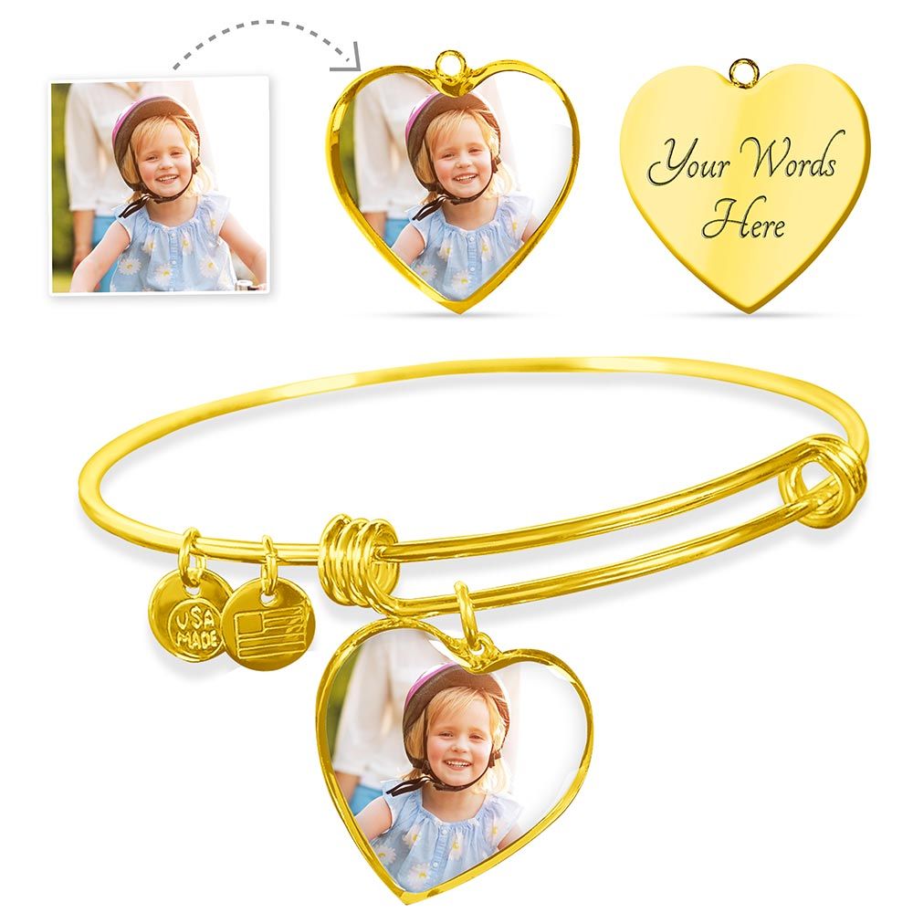 A nice Heart Pendant Silver Bangle, This Jewelry Item Is the Perfect Keepsake! Whether for Yourself or a Loved One, Gift, Memory, Love