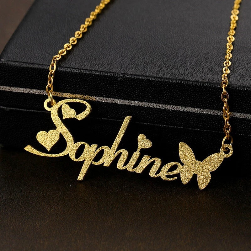 Women's Personalized Charm Butterfly Frosted Necklace