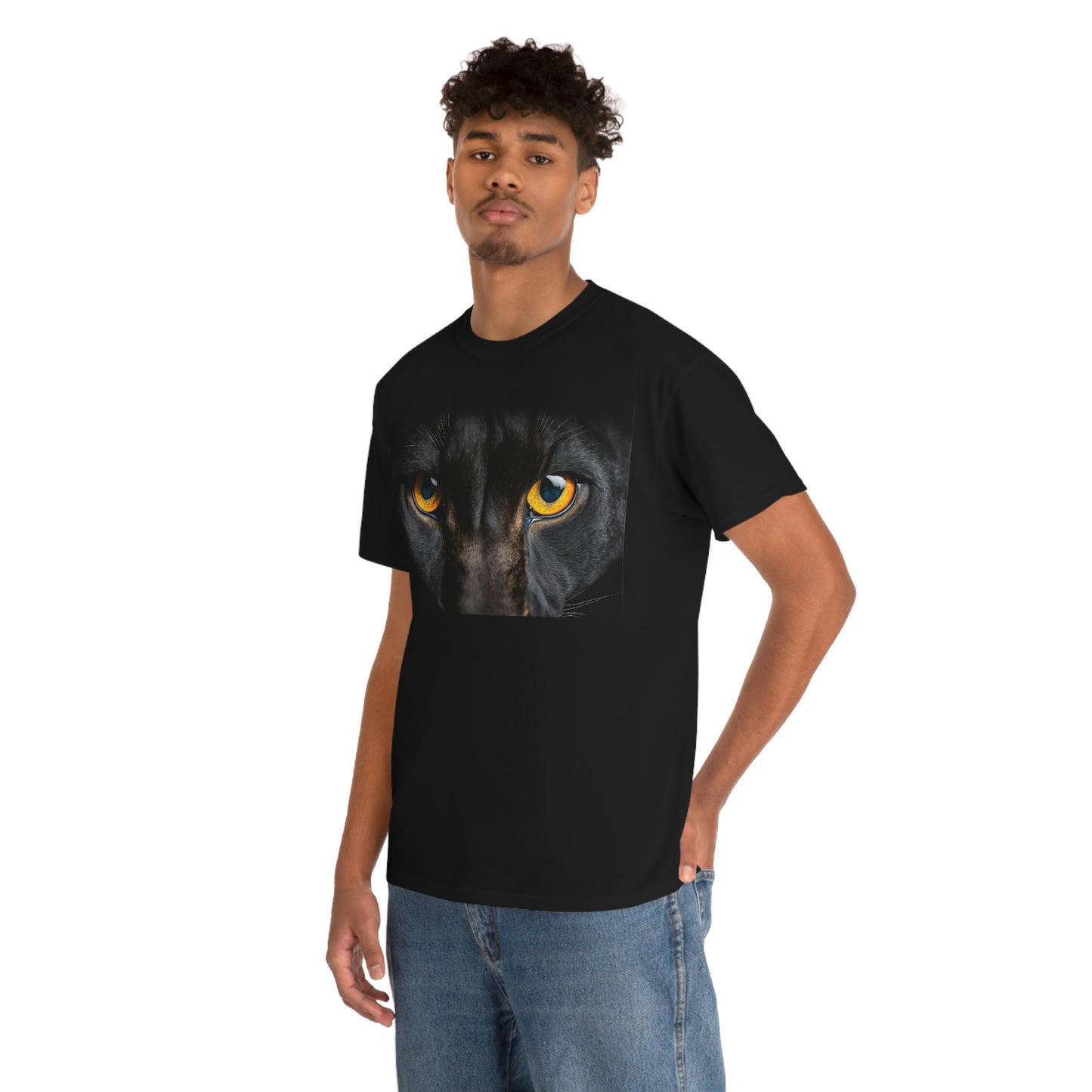 Get Noticed with Our Black Cat Eyes T-Shirt - Perfect for Cat Lovers and Those Who Love Unique Apparel!